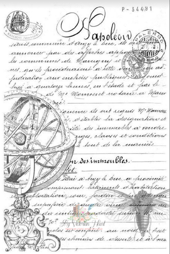 Roycycled Treasures Decoupage Paper, Script, Antique French Script
