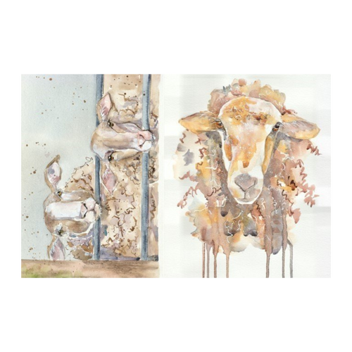 Sheep Decoupage Paper by Roycycled Treasures, Farmhouse Watercolor
