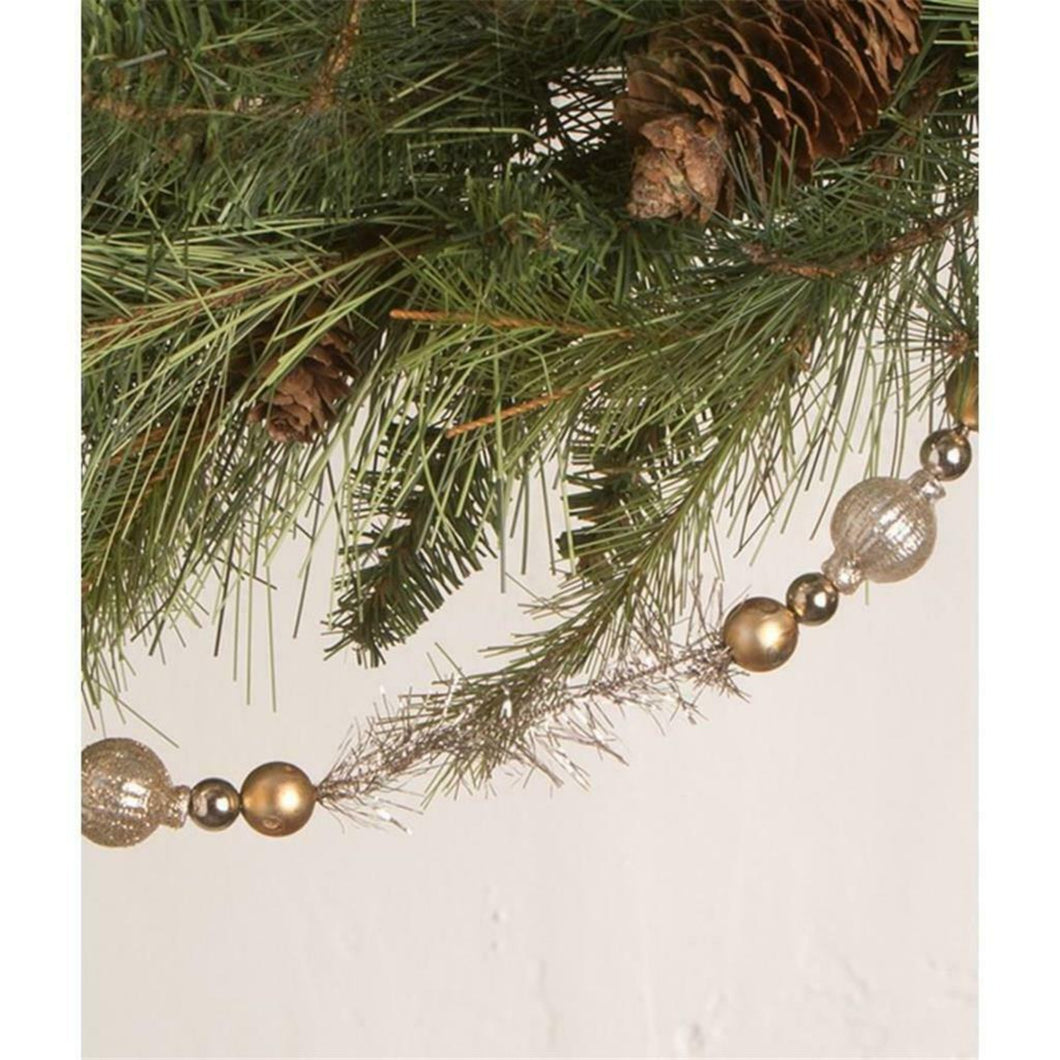 Silver and Gold Bead Garland with Tinsel by Bethany Lowe Designs, 72