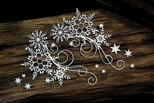 SnipArt Frosty Moments Decors with Snowflakes, Flourishes Chipboard Embellishment