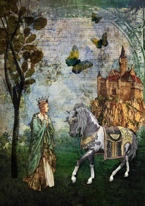 Story Book Rice Paper by Decoupage Queen, A4 Size, Fairy Tale, Castle, Princess, Horse