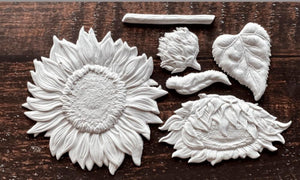 IOD Sunflowers Mould, Iron Orchid Designs Sunflower MoldView of Clay Castings