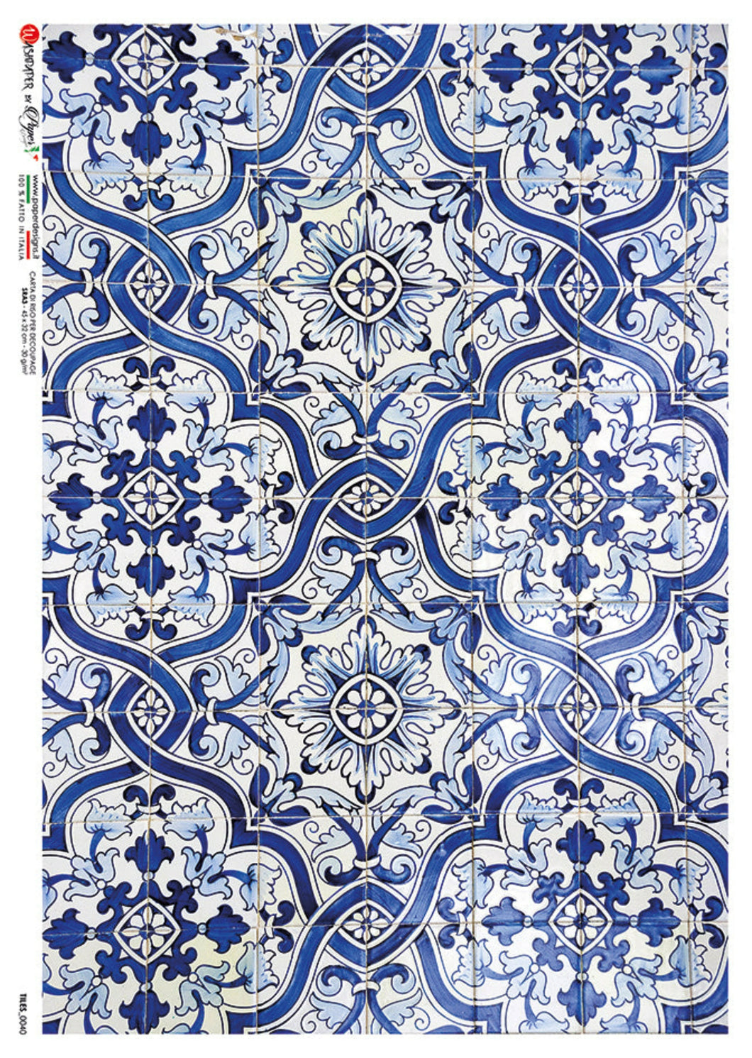 Tiles 0040 by Paper Designs Washi Paper, Mediterranean Blue Tile