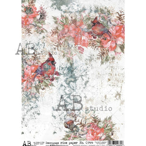 Textured Winter Cardinals Rice Paper 0944 by ABstudio, A4