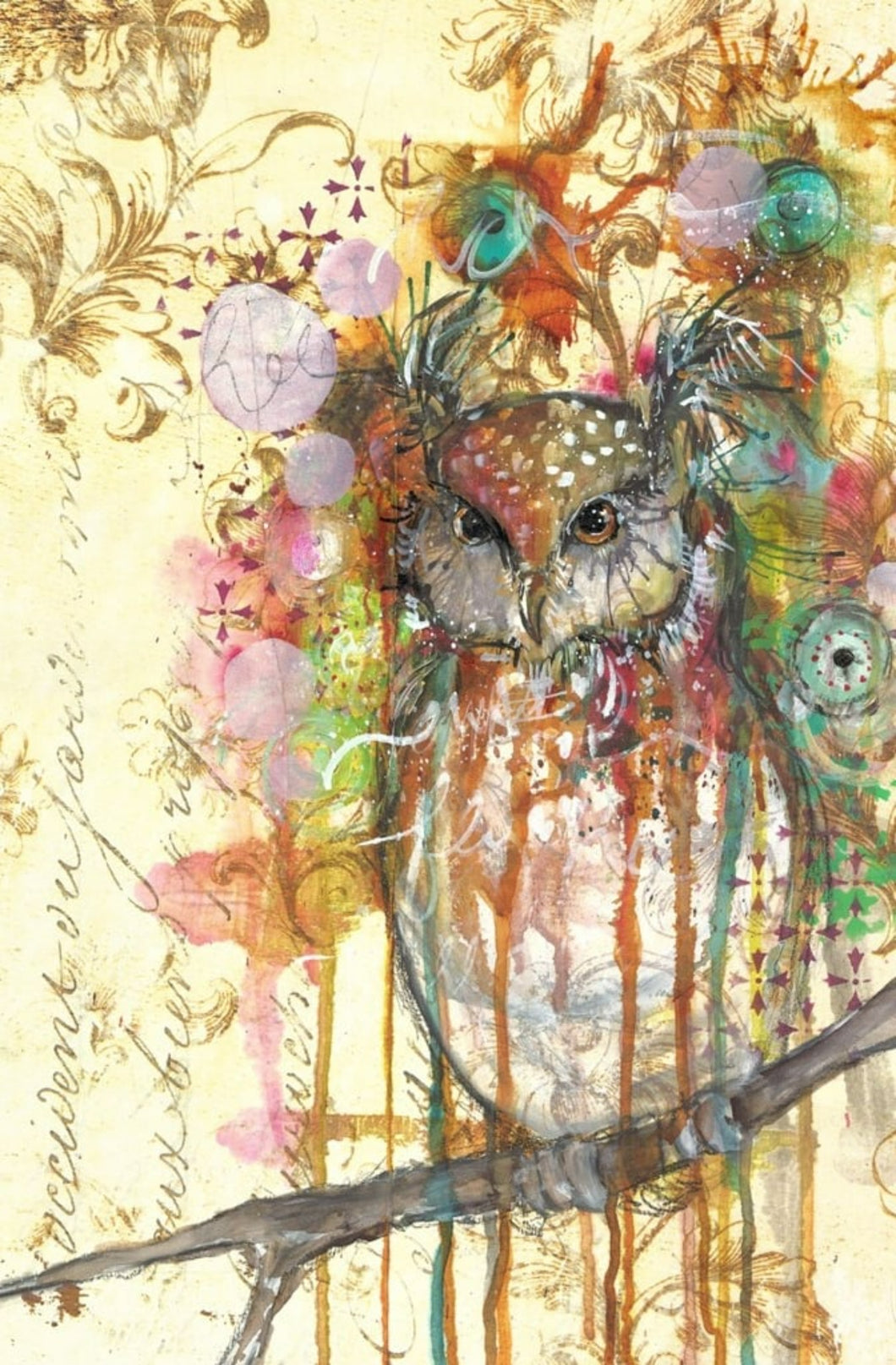 The Owl Decoupage Tissue Paper by Lexi Grenzer for Roycycled Treasures, Watercolor