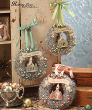 Load image into Gallery viewer, Bethany Lowe Pastel Tinsel Wreath with Church, Bottle Brush Tree, Color Options