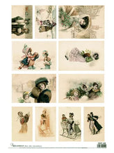 Load image into Gallery viewer, Vintage Mini Christmas Cards Rice Paper by Calambour, size A3