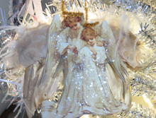 Load image into Gallery viewer, Victorian Christmas Easter Two Angels with Gold Feather Wings Ornament with Gift Box