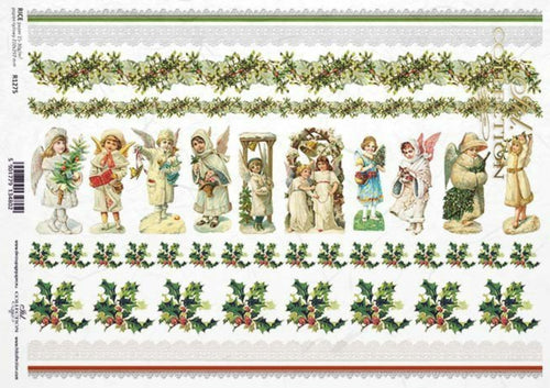 Victorian Holly Angels Rice Paper by ITD Collection, R1275 A4