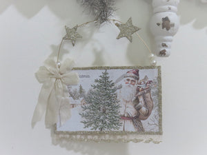 Bethany Lowe Pastel Victorian Christmas Postcard Ornament in Gift Box