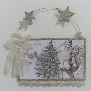 Bethany Lowe Pastel Victorian Christmas Postcard Ornament in Gift Box