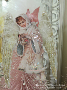 Victorian Snow Angel Christmas Ornament with Feathers by The Velvet Rabbit