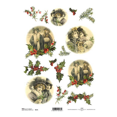 Victorian Holiday Rice Paper by ITD Collection, R0175, A4
