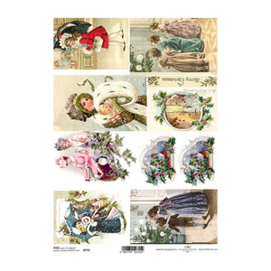Victorian Postcard Christmas Rice Paper by ITD Collection, R0772, A4