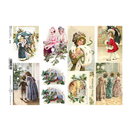 Victorian Postcard Christmas Rice Paper by ITD Collection, R0772, A4
