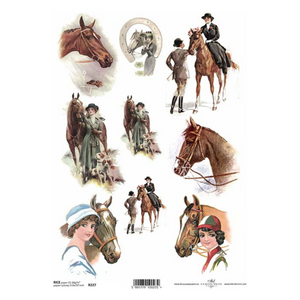 Vintage Equestrian Rice Paper by ITD Collection, R0227, A4