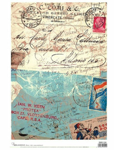 Vintage Postcards Decoupage Rice Paper by Calambour Italy, A3 Size