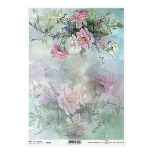ITD Collection R1388, Watercolor Floral, Roses, Klein