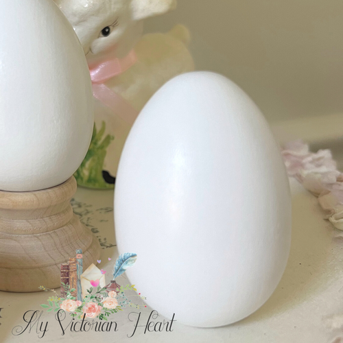 White Painted Wooden Hen Egg, 2.50