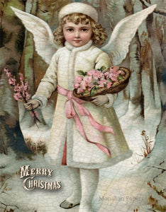 White Winged Christmas Angel by Monahan Papers, Victorian Snow Angel