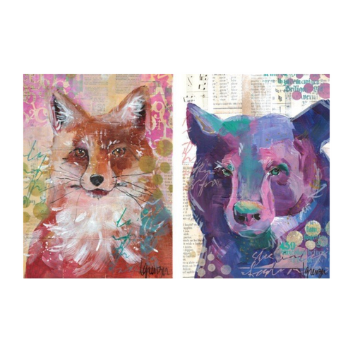 Winter Beasts Decoupage Paper by Roycycled Treasures, Watercolor Fox and Bear