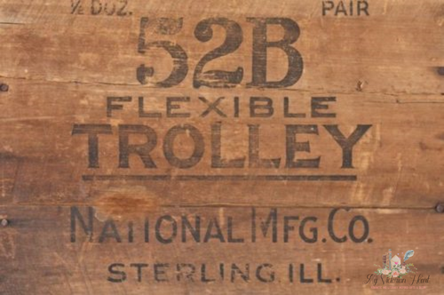 Wood Crate Trolley Decoupage Paper by Roycycled Treasures, Vintage Typography on Wood 