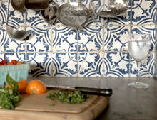 Load image into Gallery viewer, Backsplash Tile Project using Iron Orchid Designs Cubano Decor Stamp